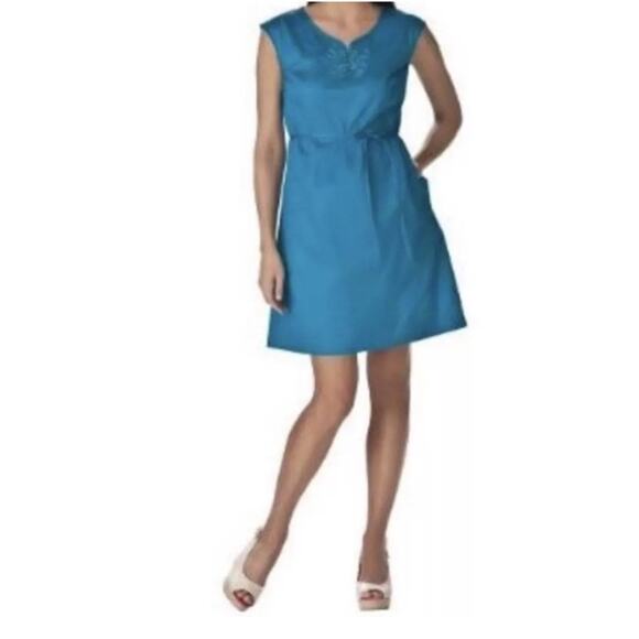 Calypso St. Barth For Target Shift Dress Size 16 Turquoise Cotton Spring - Picture 6 of 6